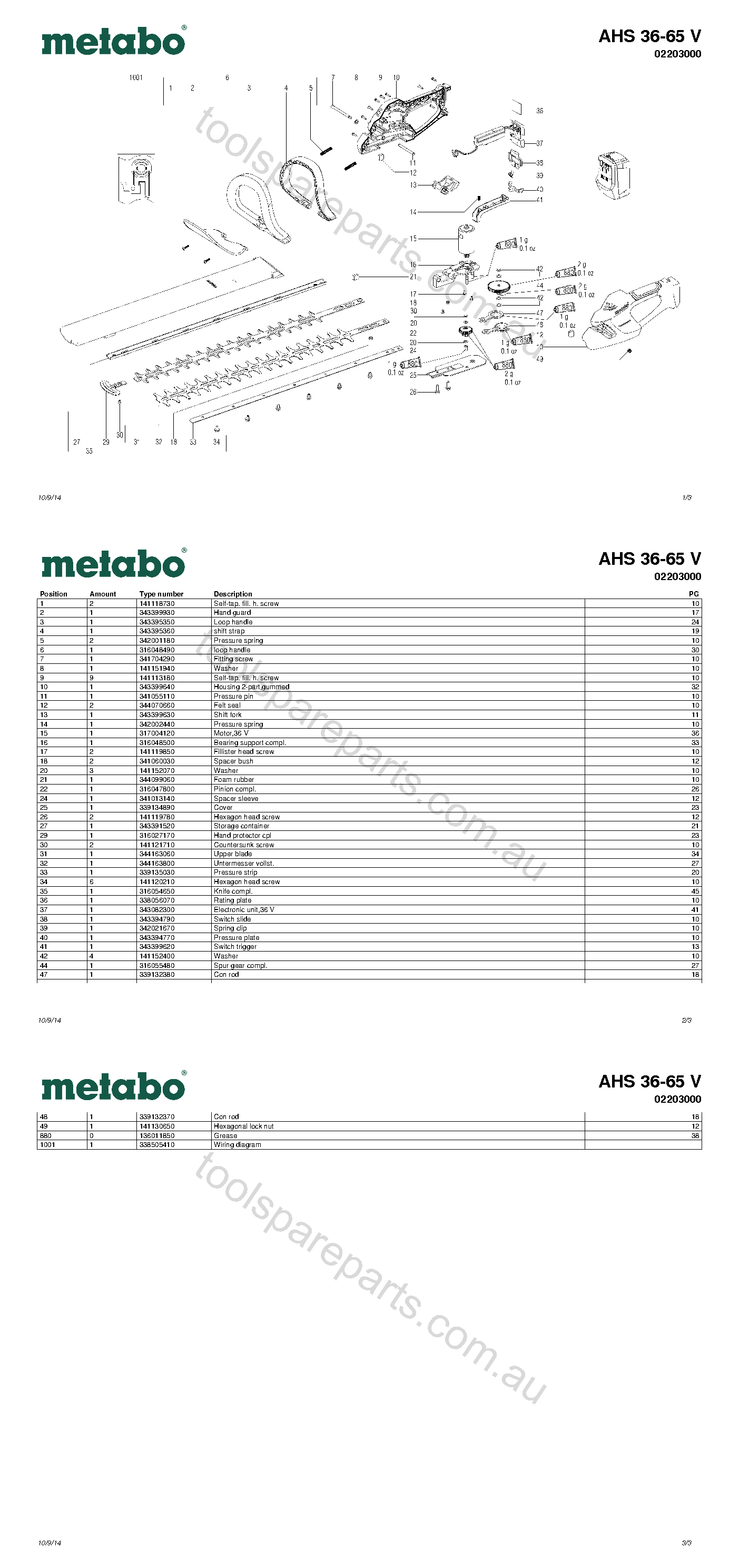 Metabo AHS 36-65 V 02203000  Diagram 1