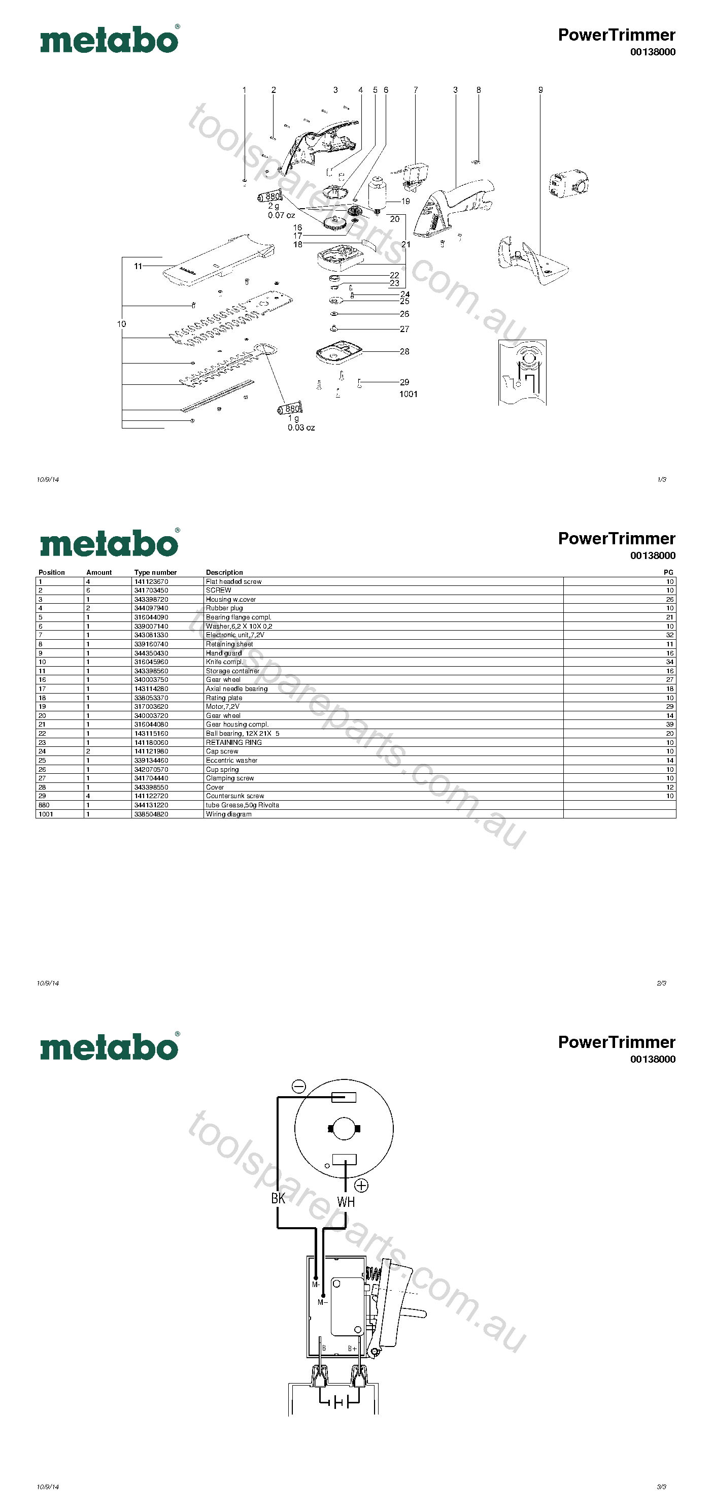 Metabo PowerTrimmer 00138000  Diagram 1