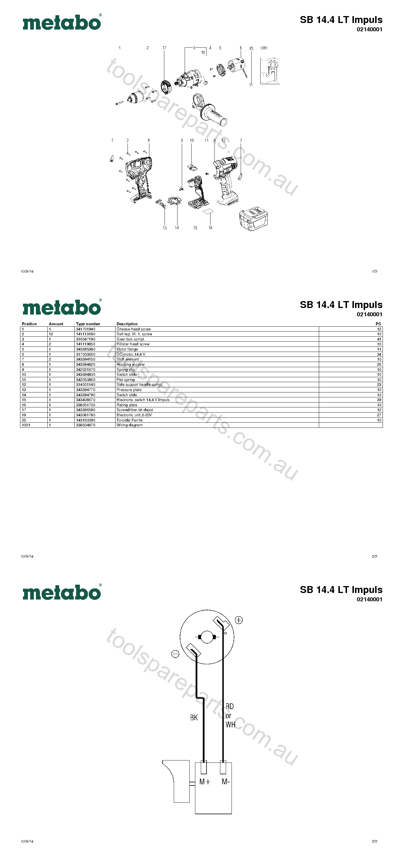 Metabo SB 14.4 LT Impuls 02140001  Diagram 1