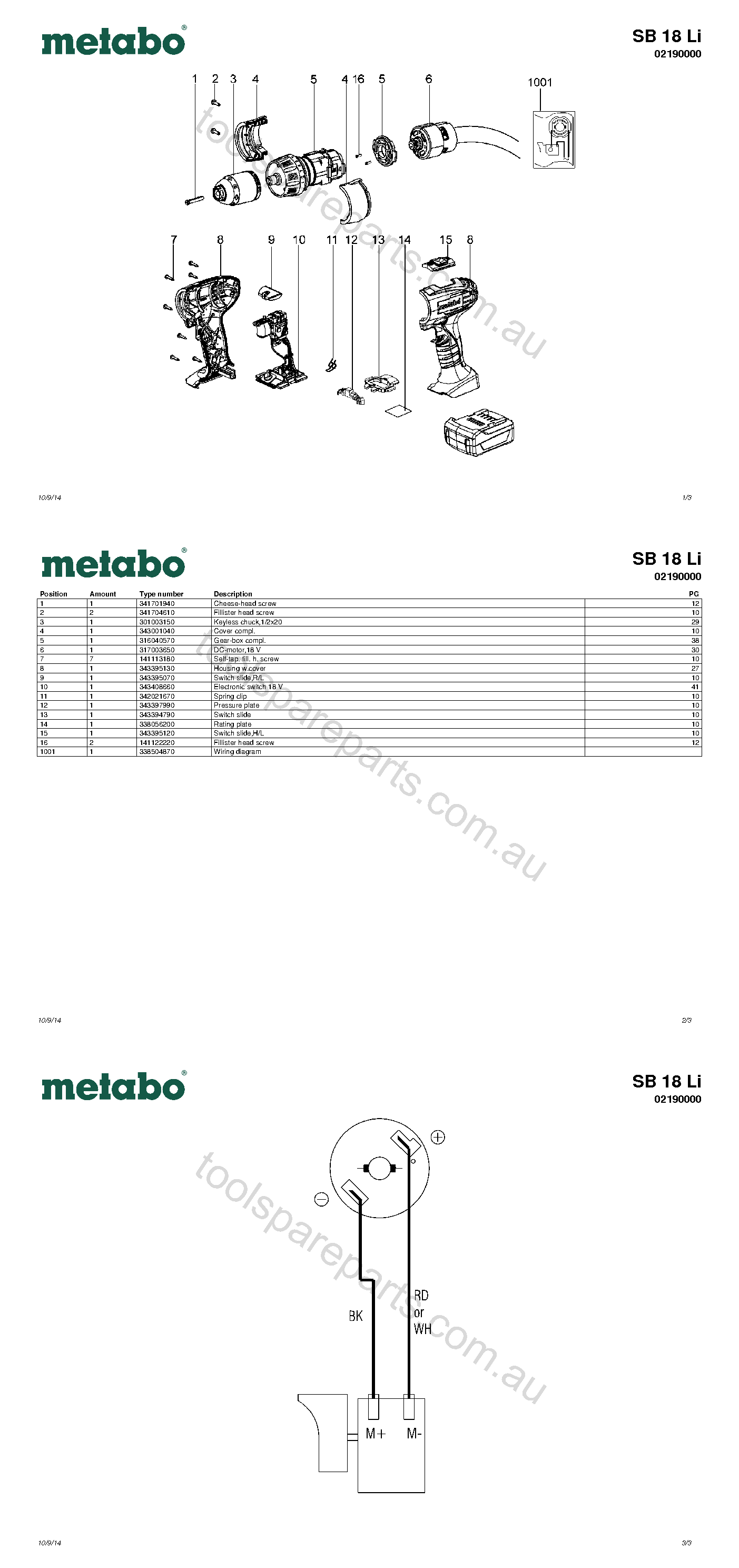 Metabo SB 18 Li 02190000  Diagram 1