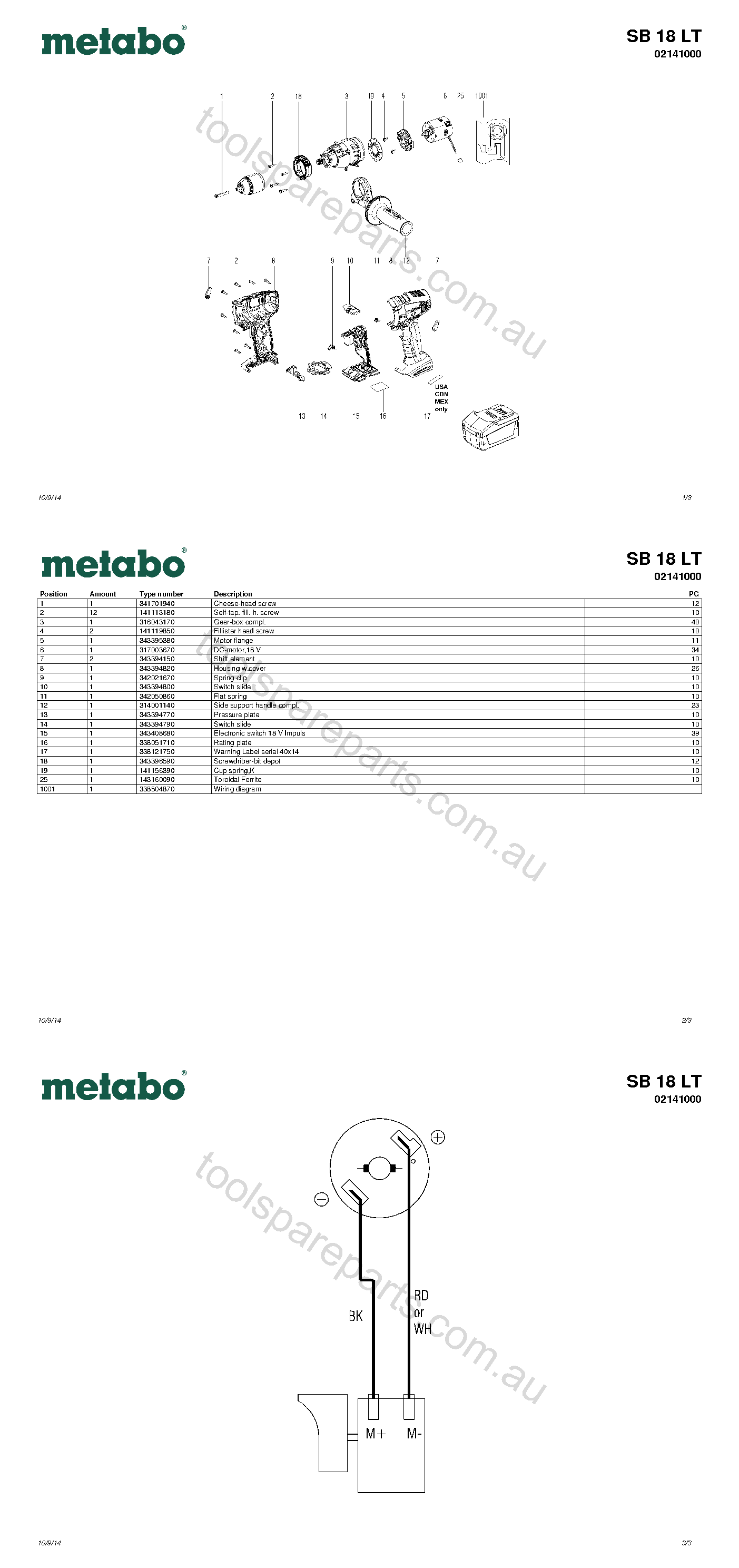 Metabo SB 18 LT 02141000  Diagram 1
