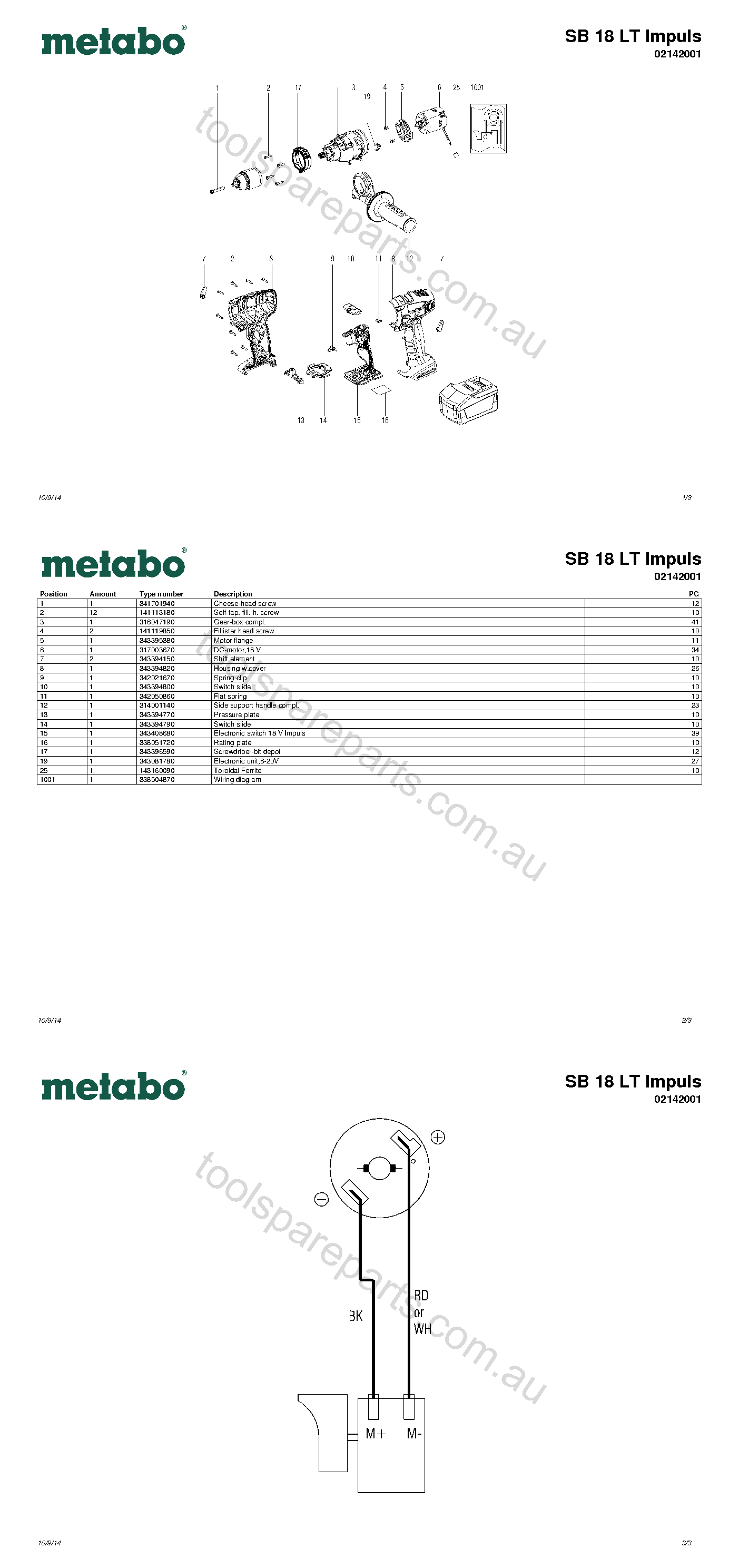 Metabo SB 18 LT Impuls 02142001  Diagram 1