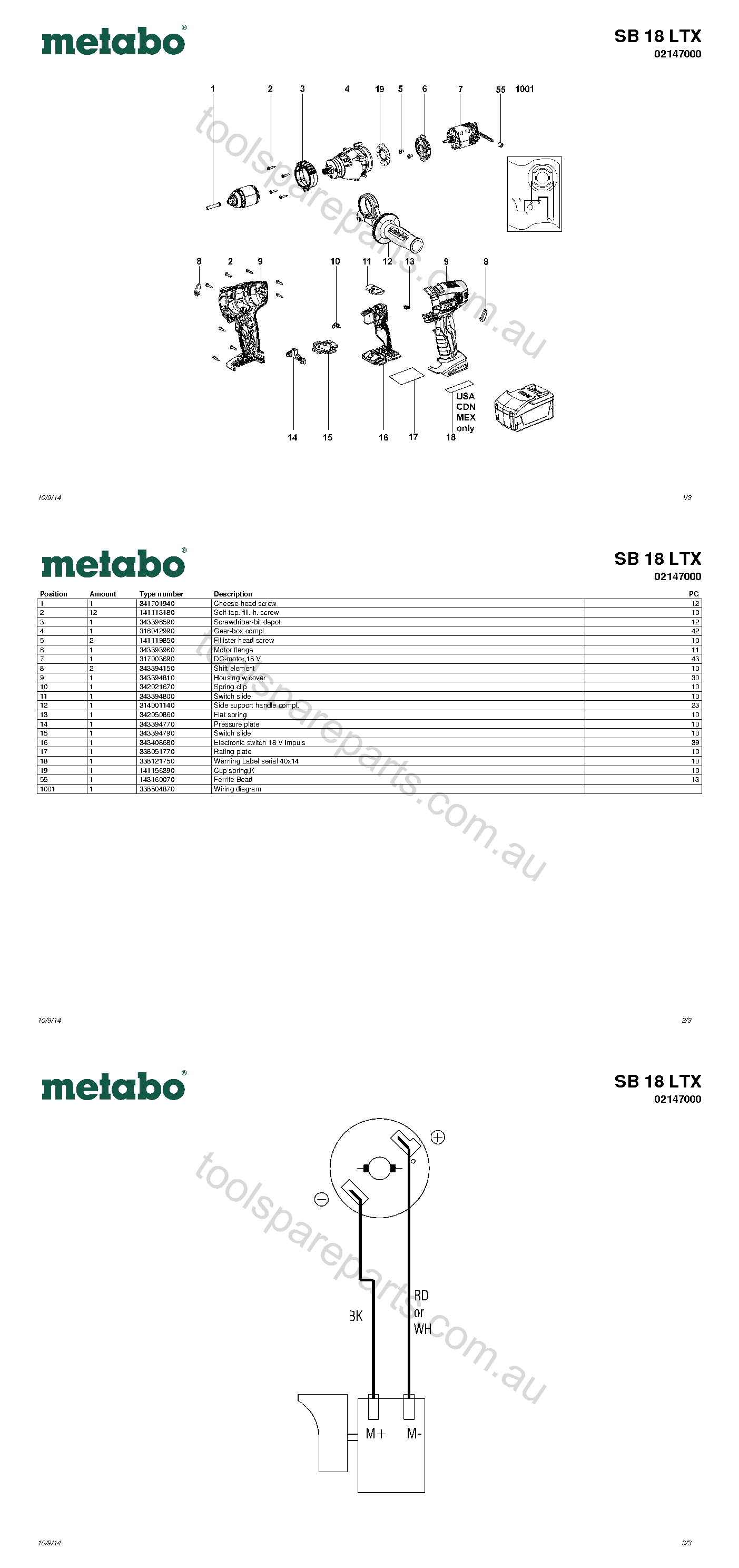 Metabo SB 18 LTX 02147000  Diagram 1