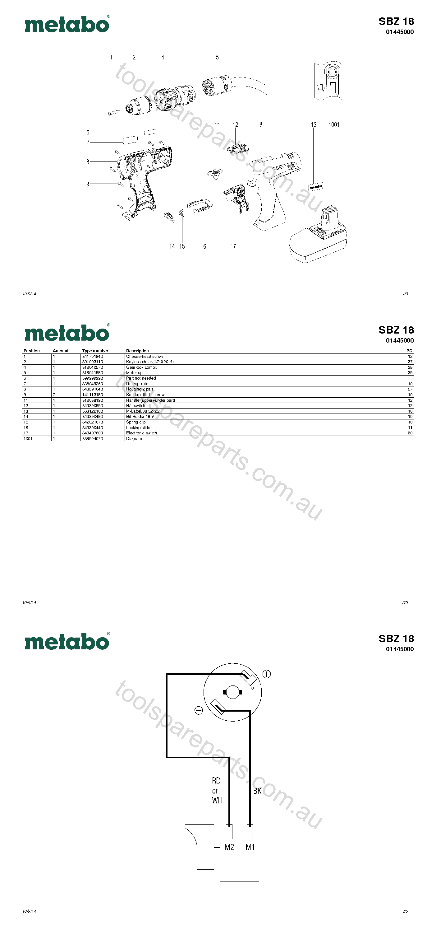 Metabo SBZ 18 01445000  Diagram 1