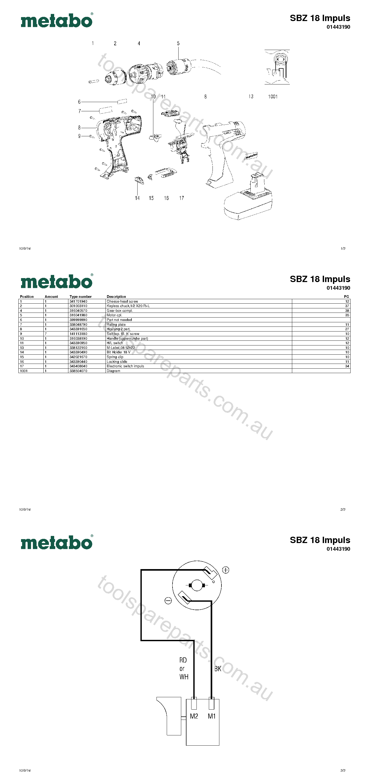Metabo SBZ 18 Impuls 01443190  Diagram 1