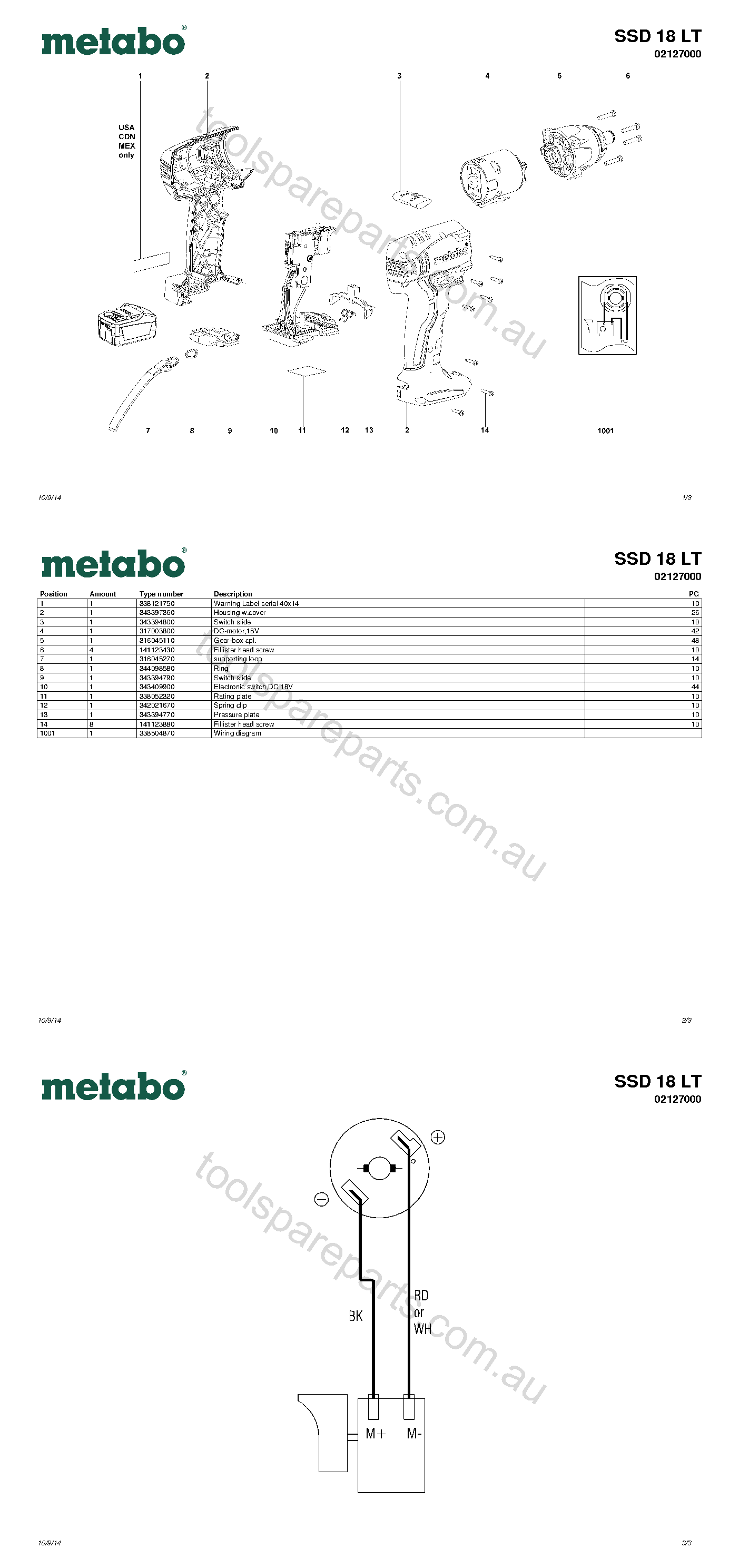 Metabo SSD 18 LT 02127000  Diagram 1