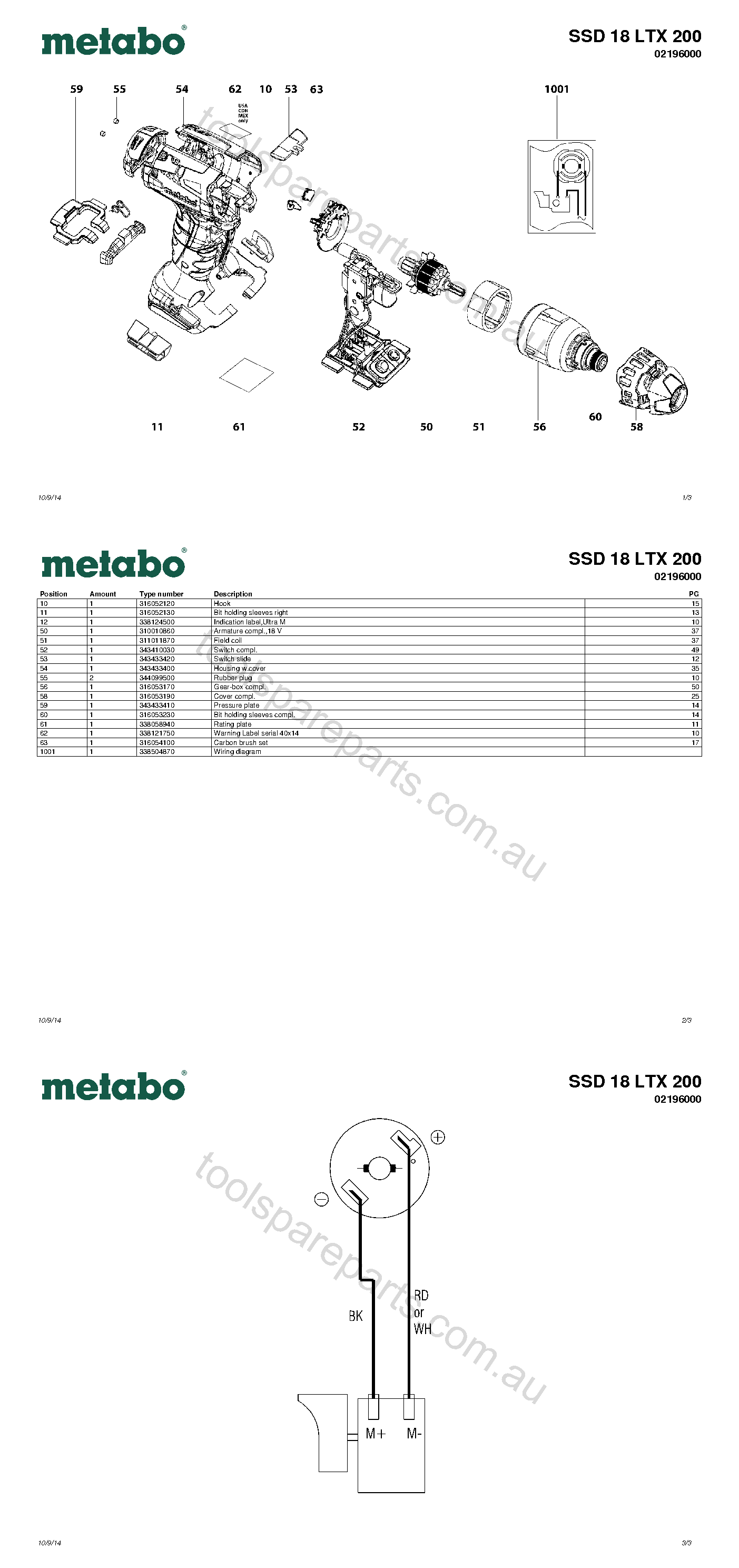 Metabo SSD 18 LTX 200 02196000  Diagram 1