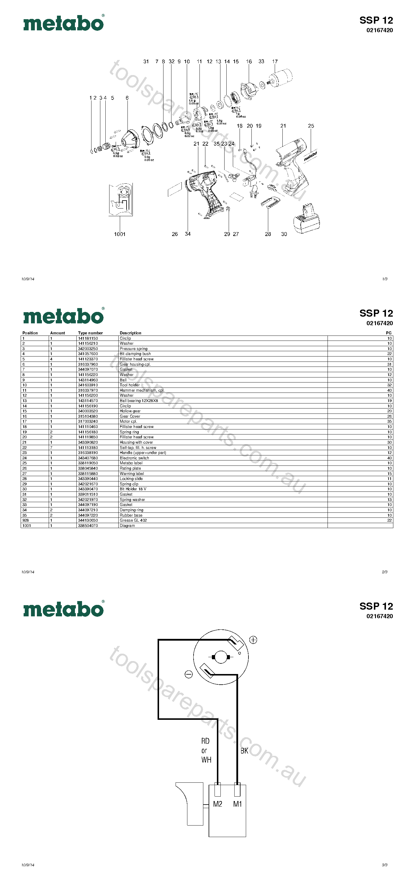 Metabo SSP 12 02167420  Diagram 1