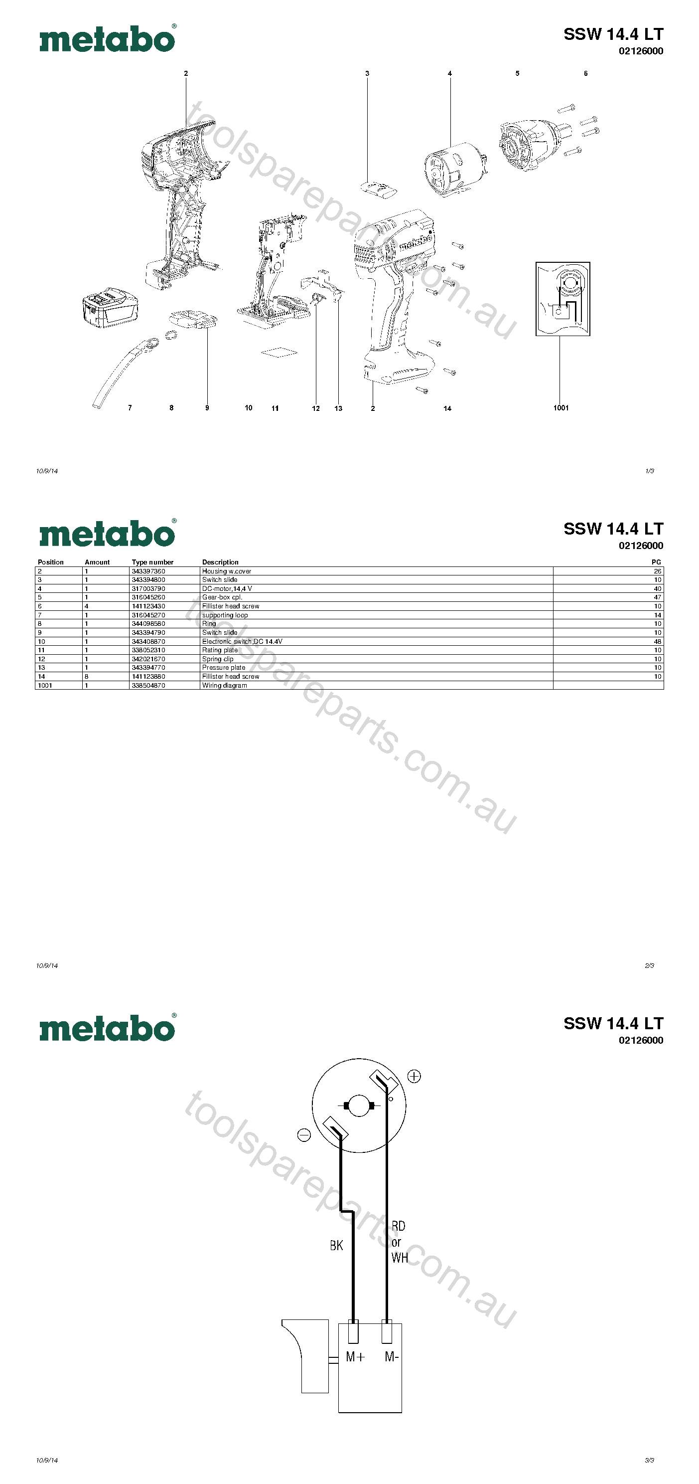 Metabo SSW 14.4 LT 02126000  Diagram 1