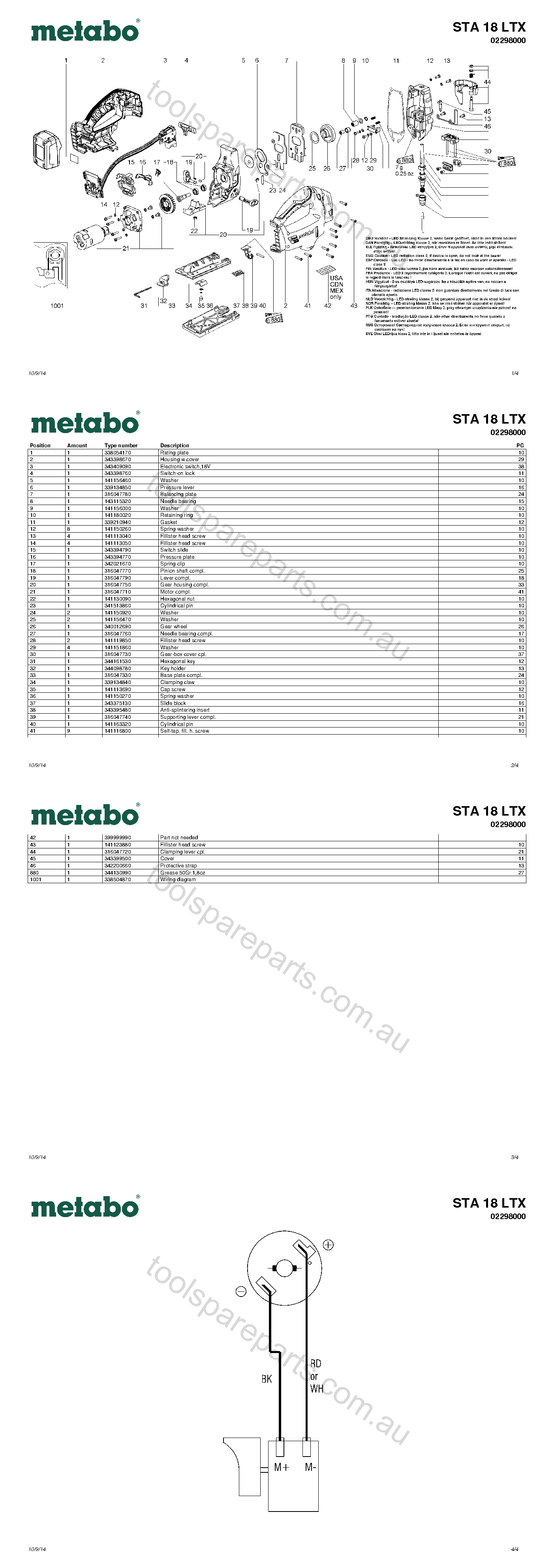 Metabo STA 18 LTX 02298000  Diagram 1