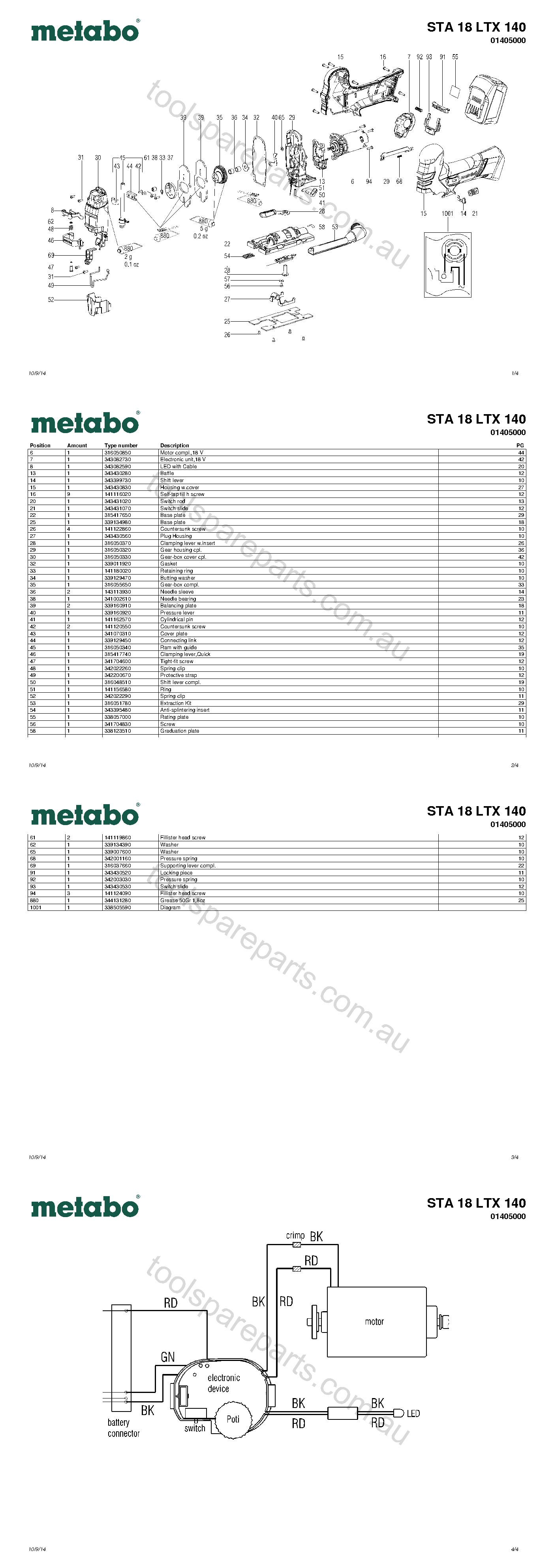 Metabo STA 18 LTX 140 01405000  Diagram 1