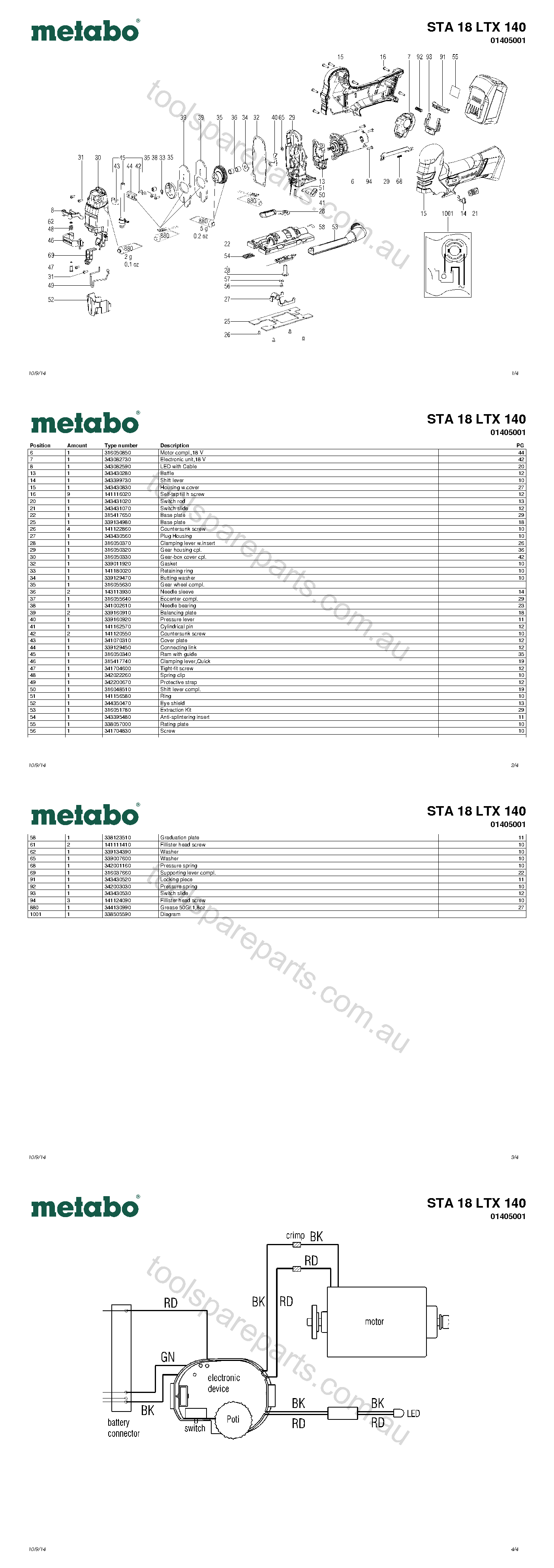 Metabo STA 18 LTX 140 01405001  Diagram 1