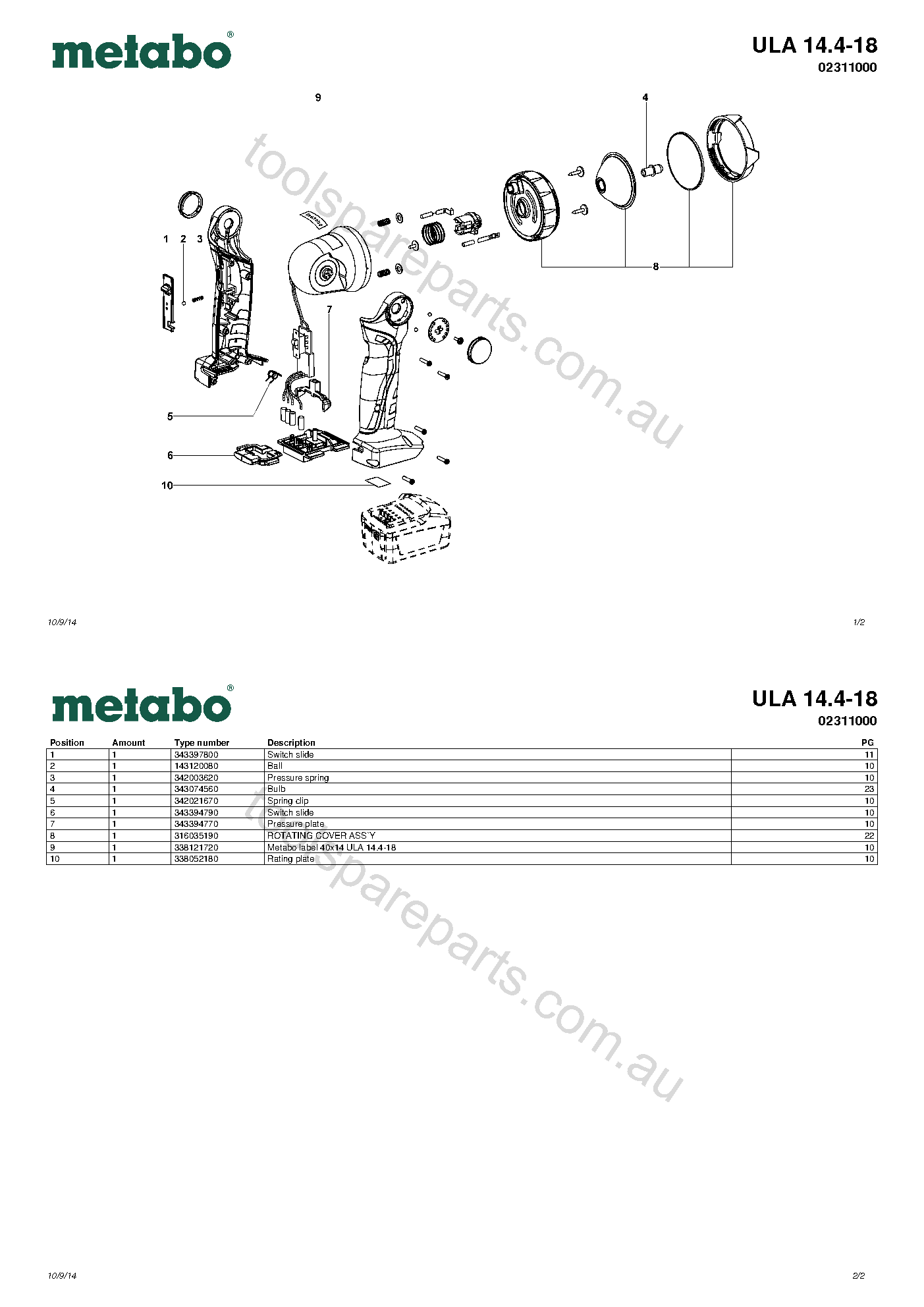 Metabo ULA 14.4-18 02311000  Diagram 1