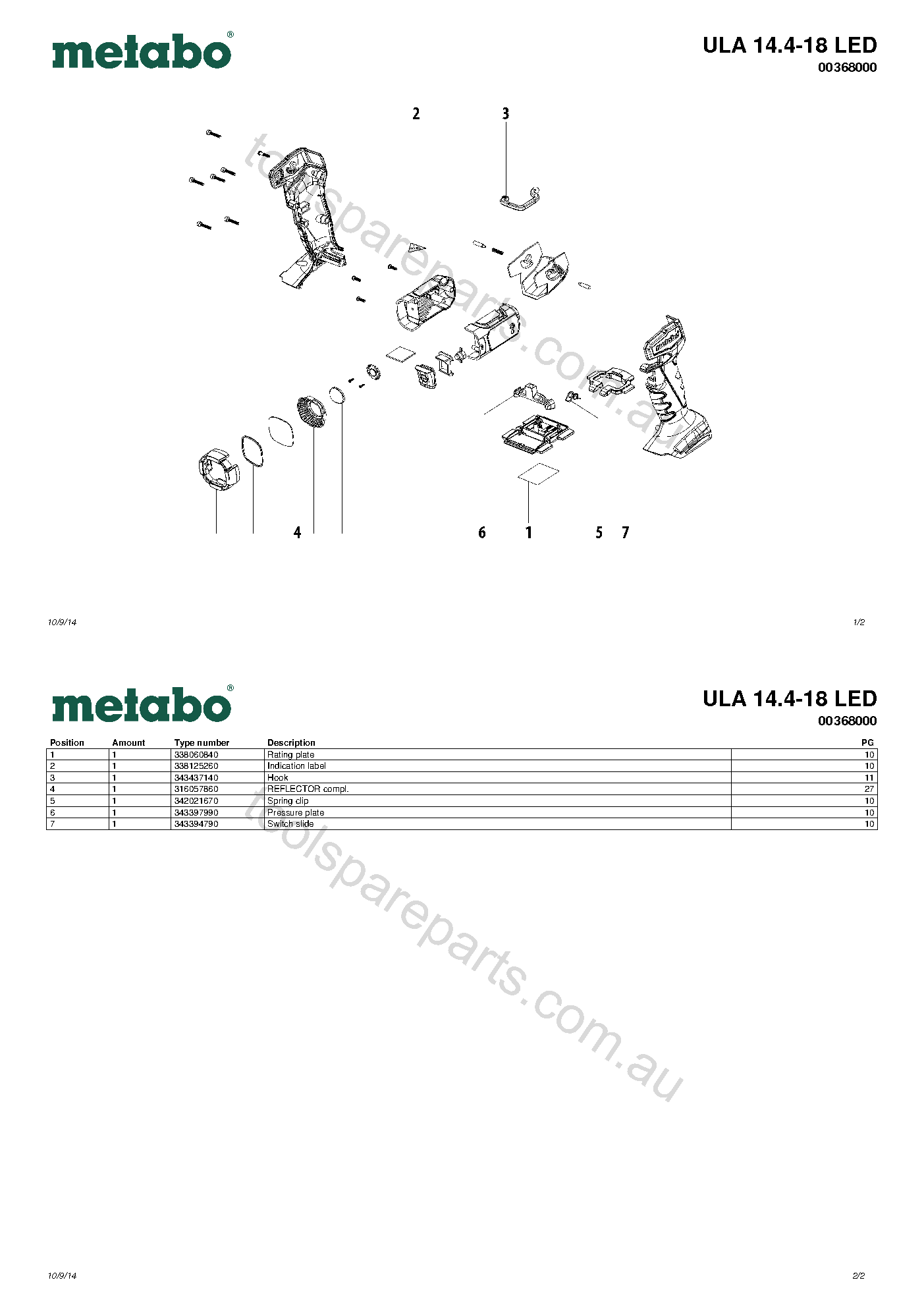 Metabo ULA 14.4-18 LED 00368000  Diagram 1