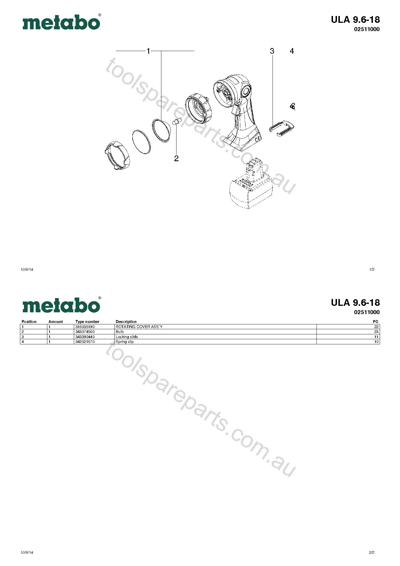 Metabo ULA 9.6-18 02511000  Diagram 1