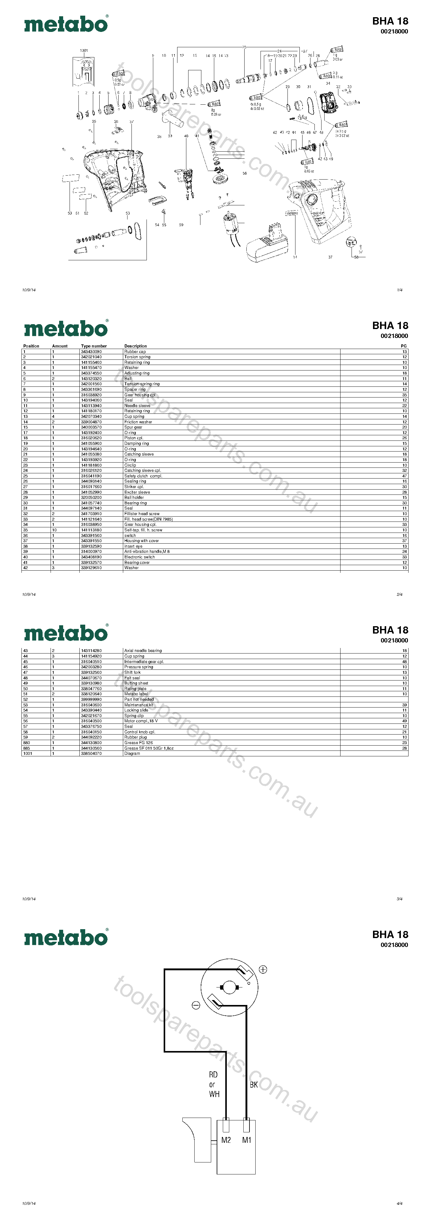 Metabo BHA 18 00218000  Diagram 1