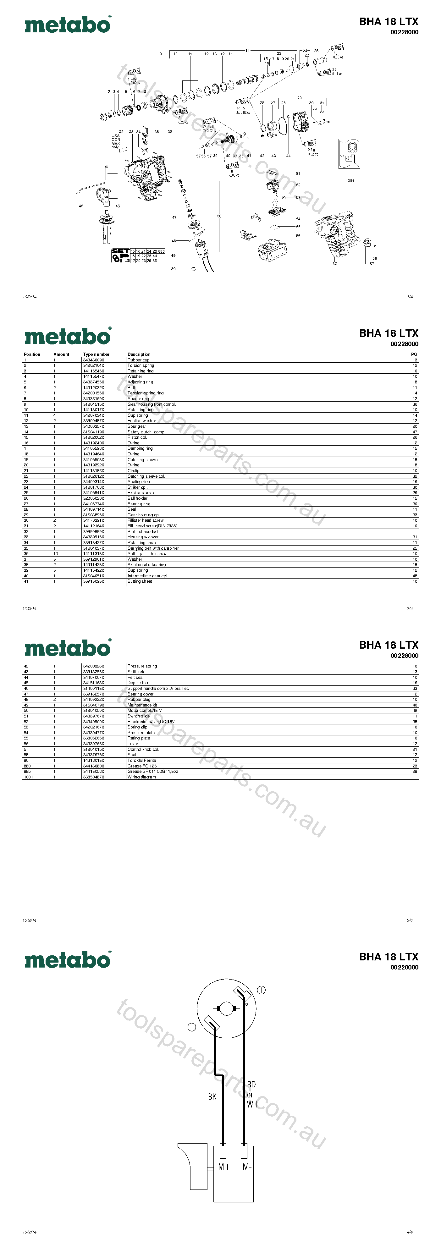 Metabo BHA 18 LTX 00228000  Diagram 1