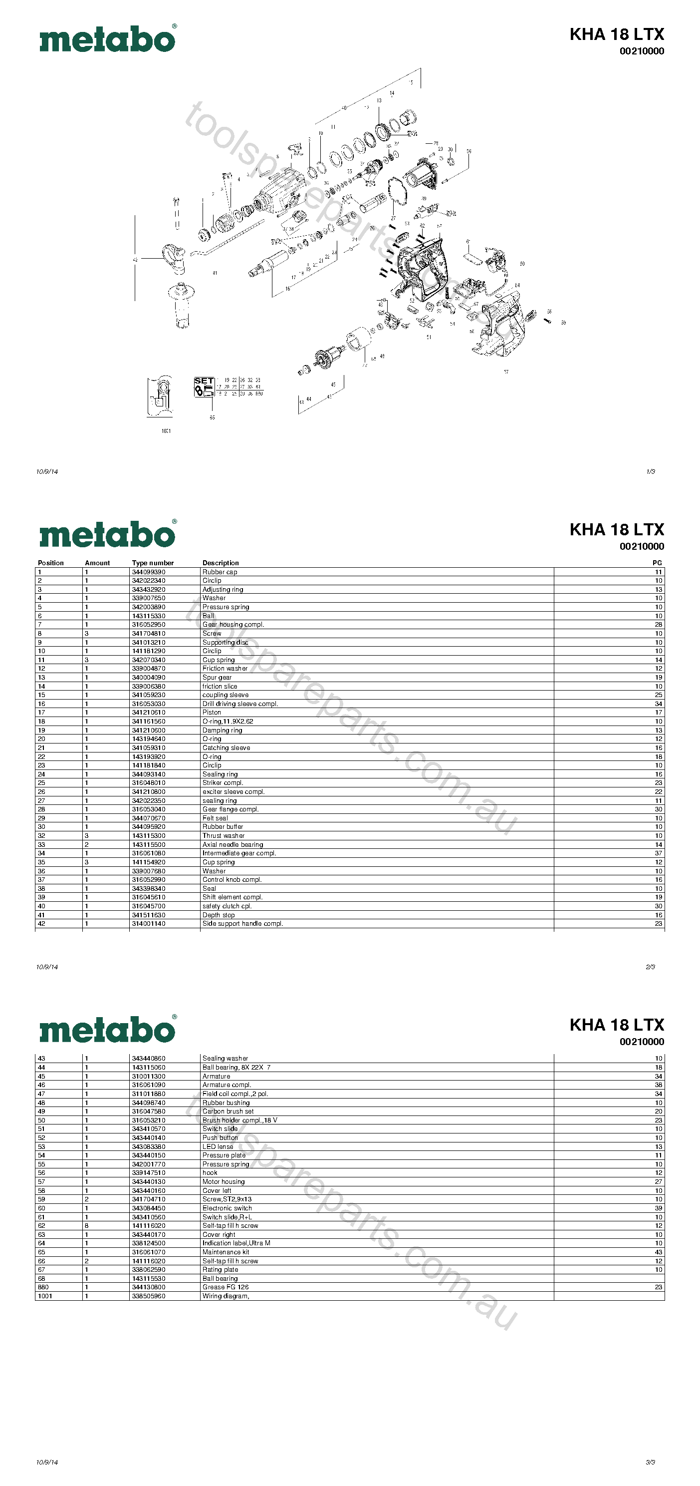 Metabo KHA 18 LTX 00210000  Diagram 1