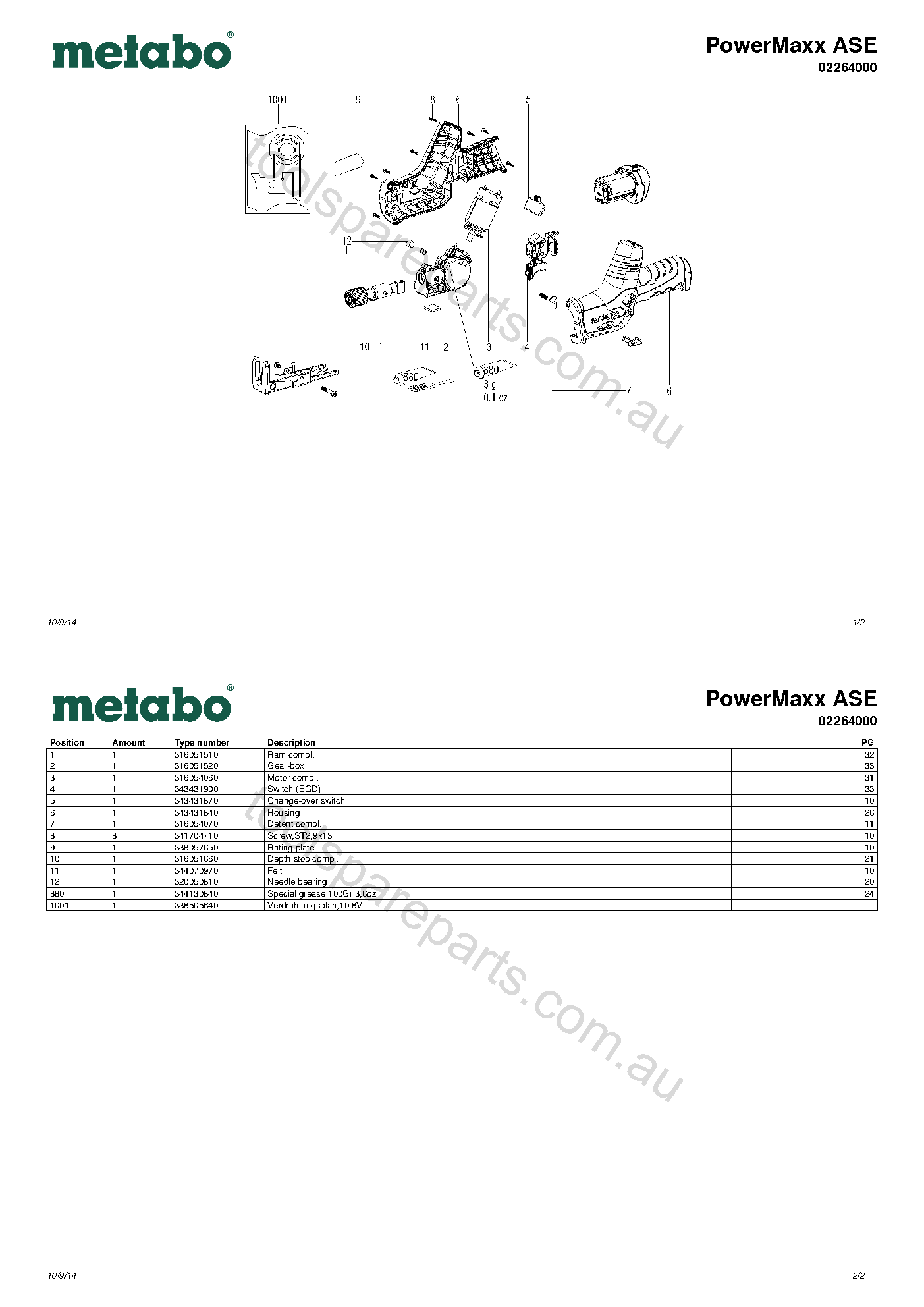 Metabo PowerMaxx ASE 02264000  Diagram 1