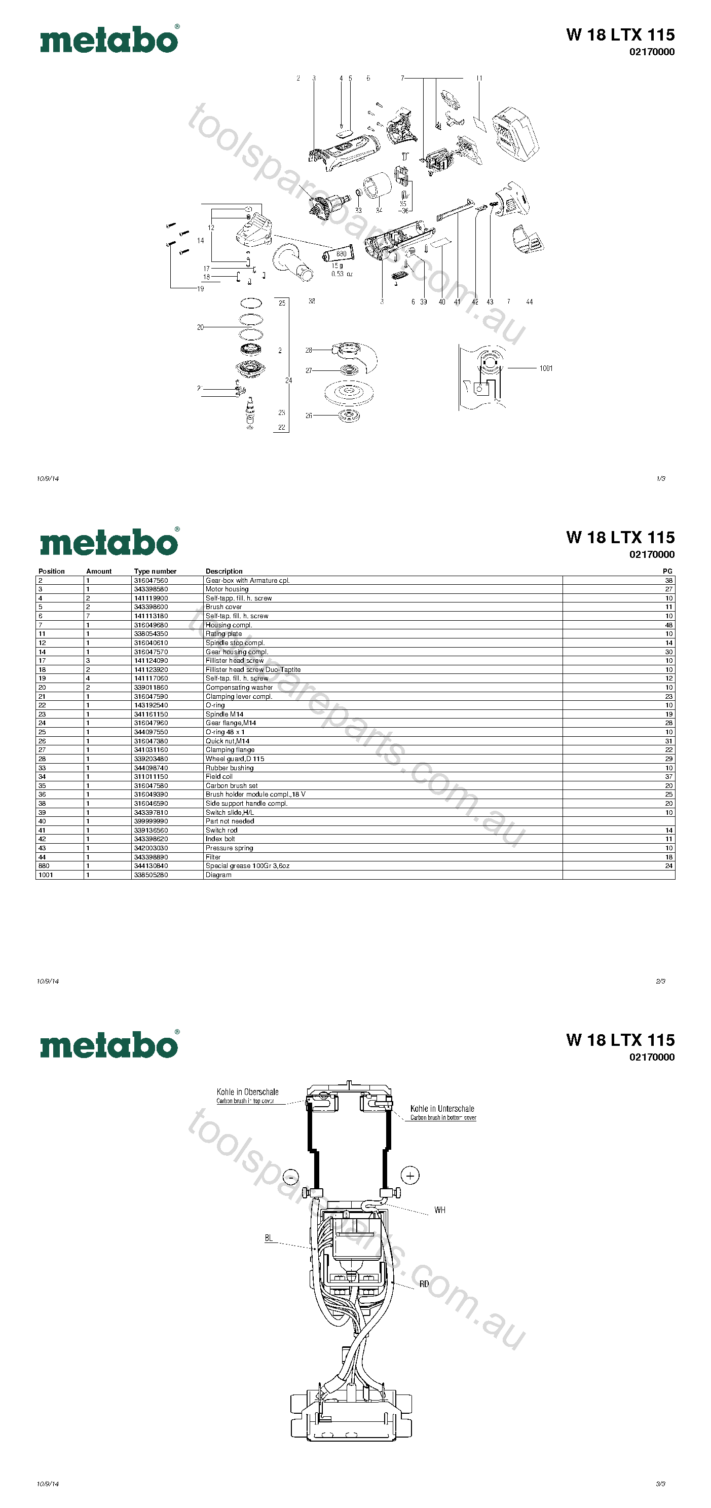 Metabo W 18 LTX 115 02170000  Diagram 1