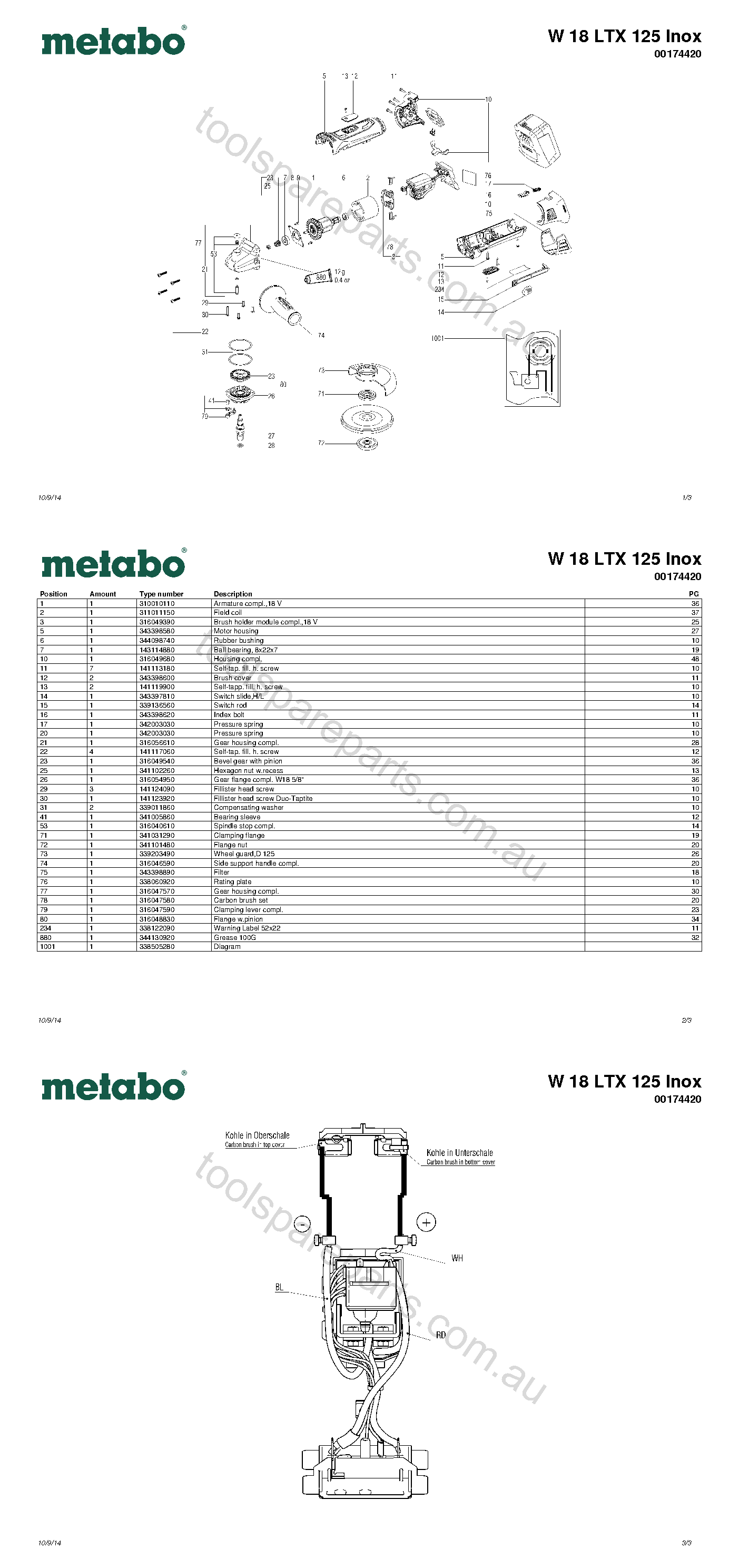 Metabo W 18 LTX 125 Inox 00174420  Diagram 1