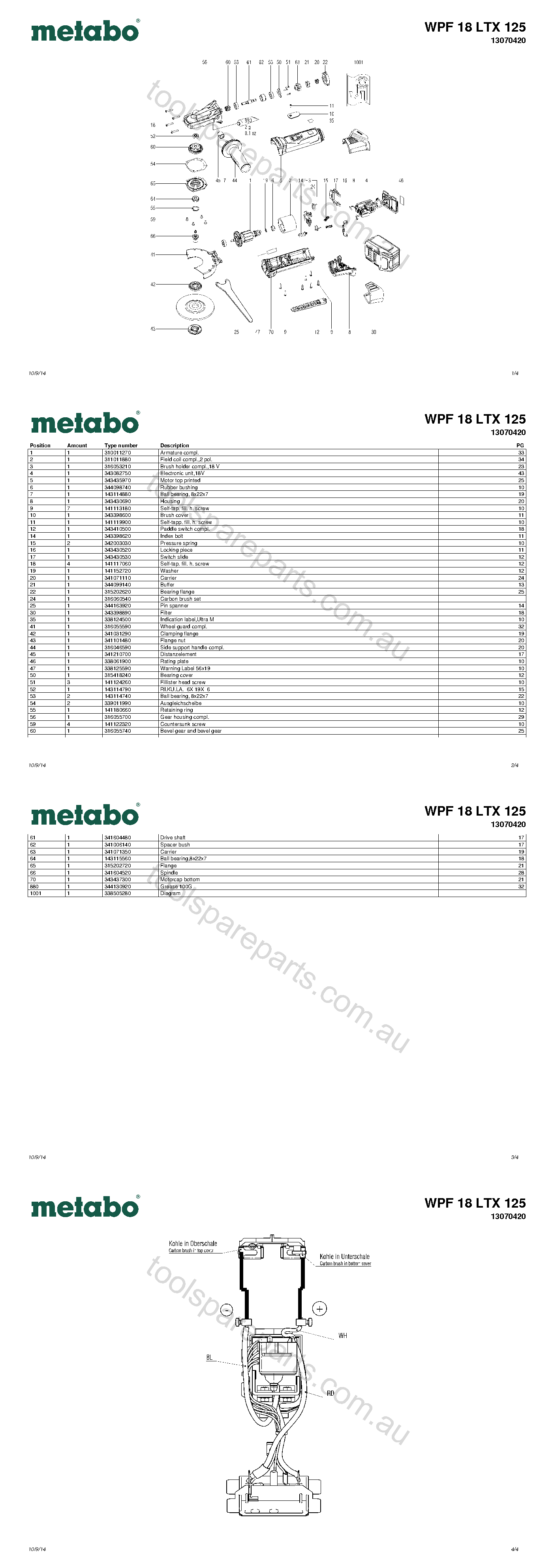 Metabo WPF 18 LTX 125 13070420  Diagram 1