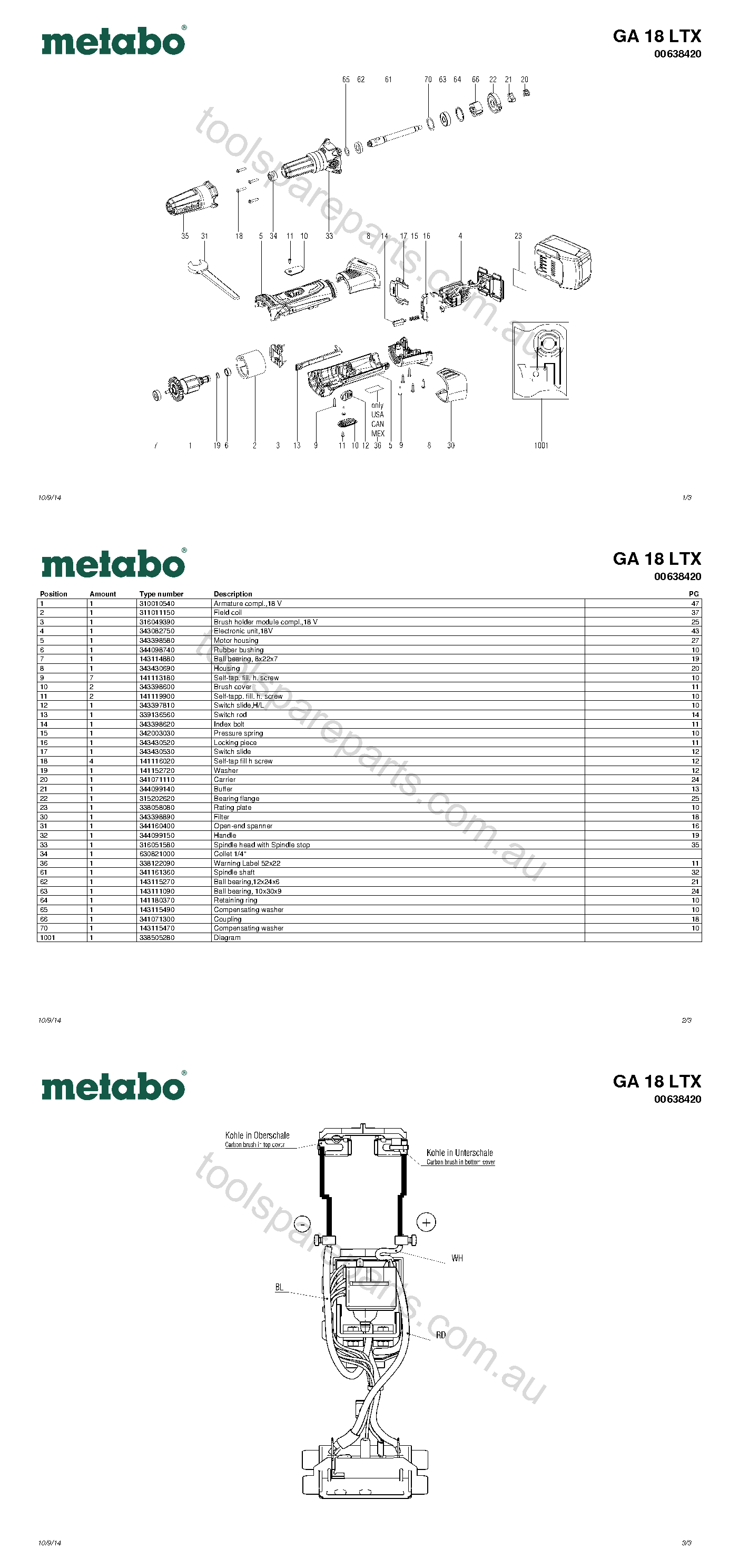 Metabo GA 18 LTX 00638420  Diagram 1