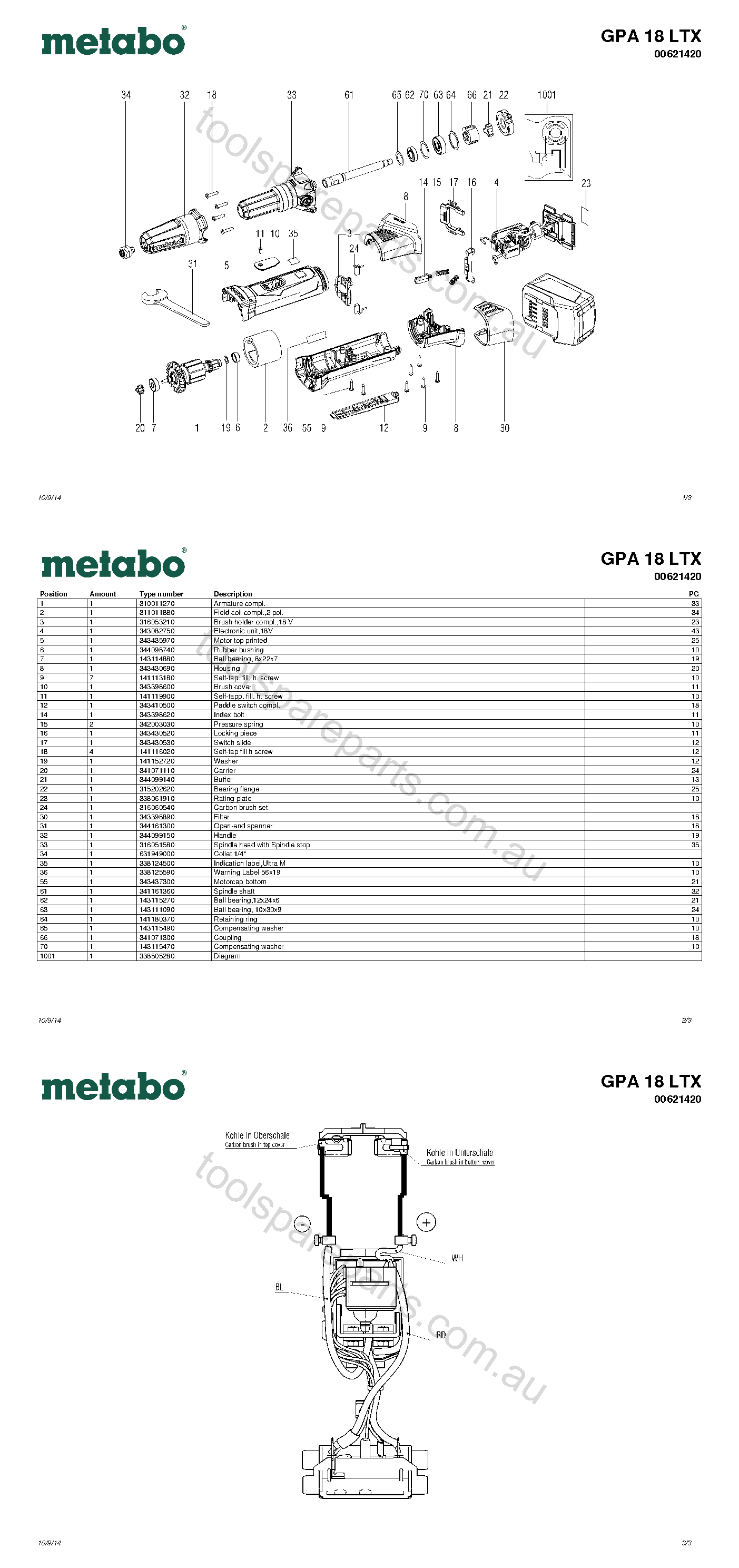 Metabo GPA 18 LTX 00621420  Diagram 1