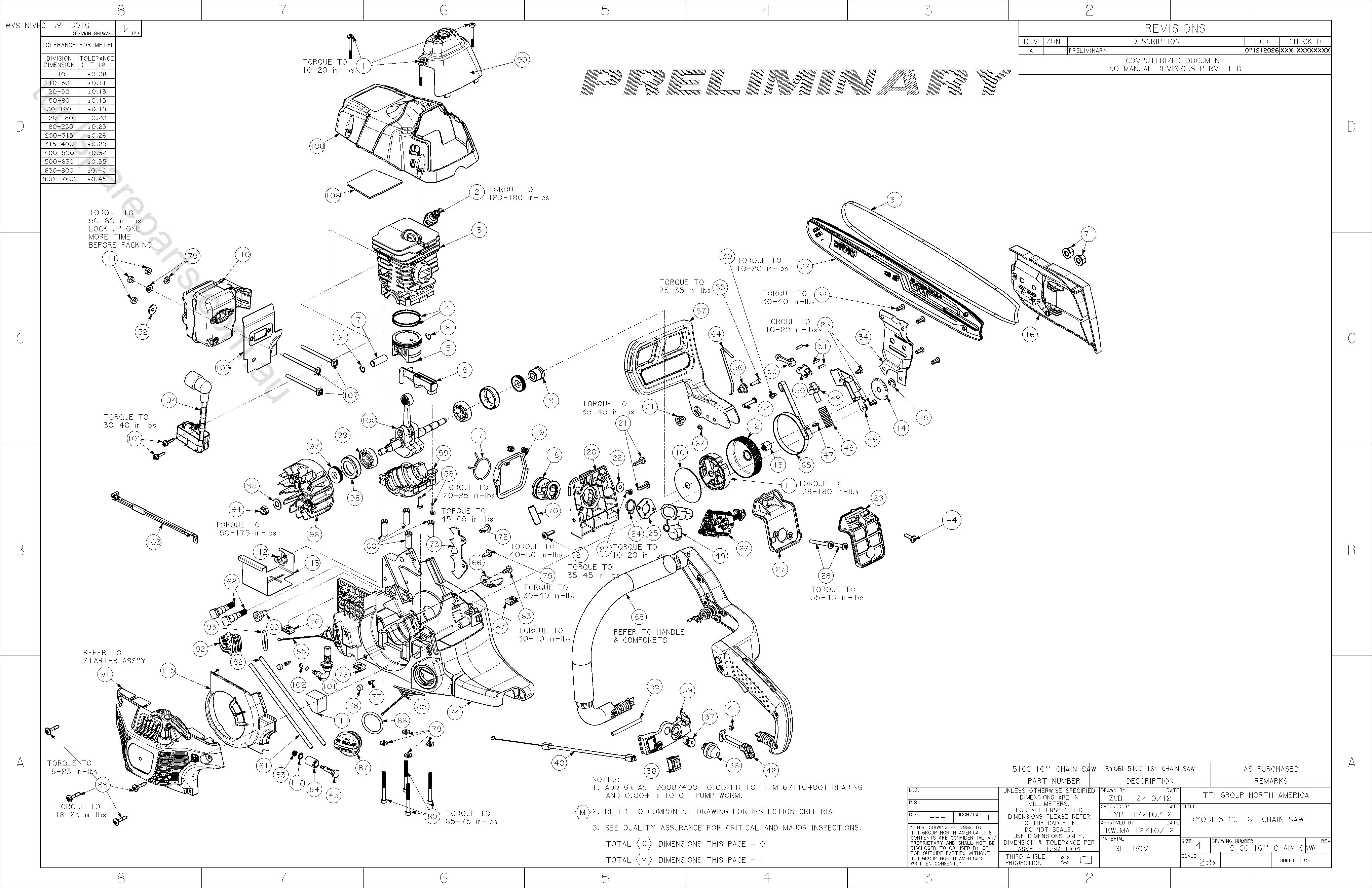 Ryobi RCS5145N Spare Parts