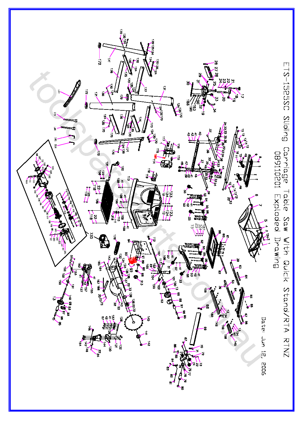 Ryobi ETS1525SC  Diagram 1