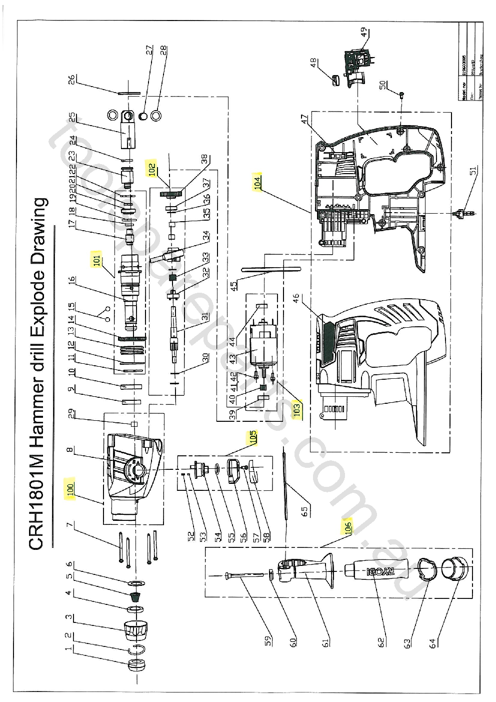 Ryobi CRH1801M  Diagram 1