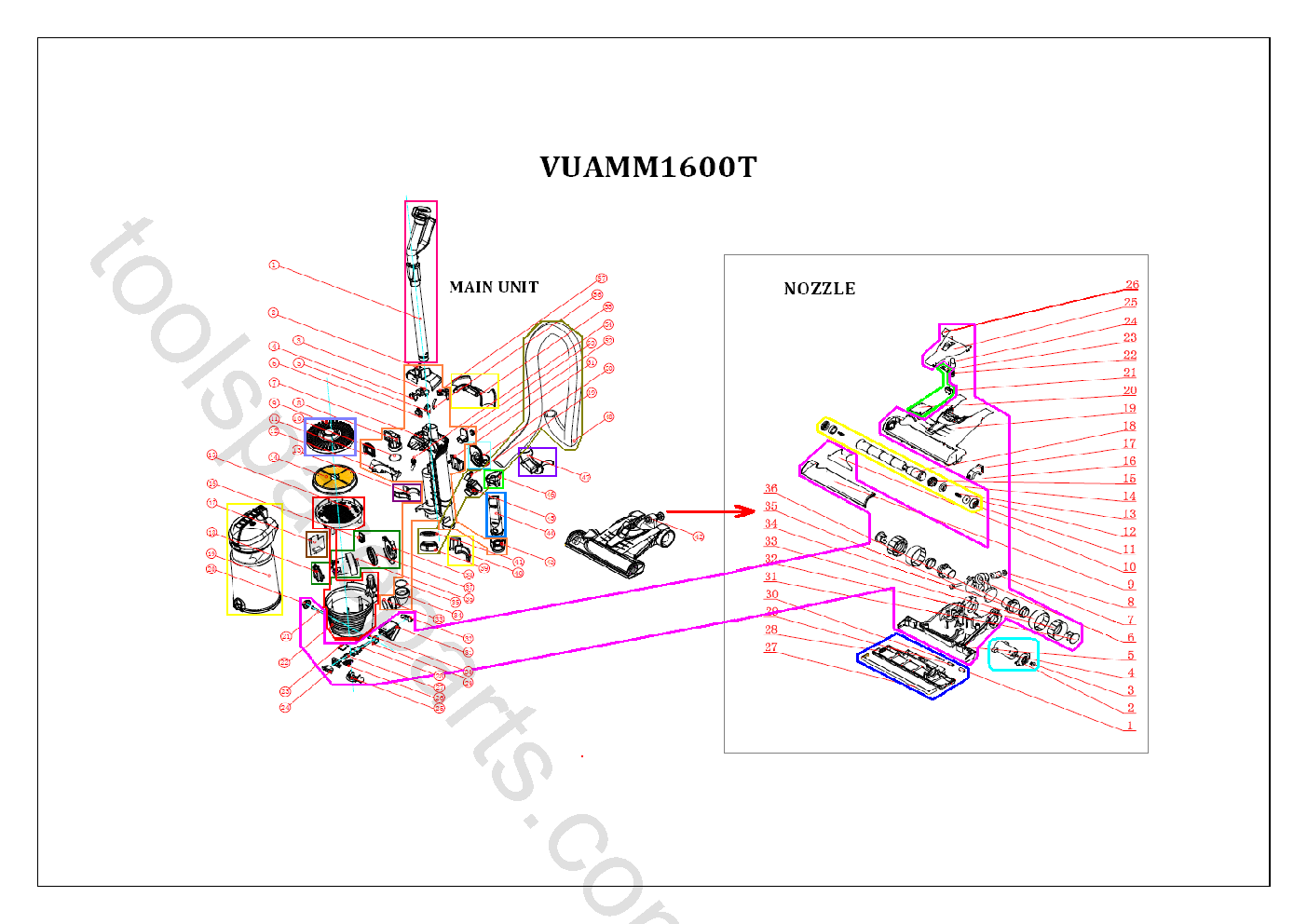 Vax VUAMM1600T  Diagram 1